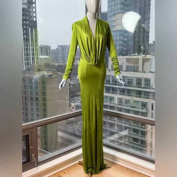 🆕 RAT & BOA 🧿 NWOT Octavia Long Sleeve Column Maxi Dress, Green - Sz M US 6 - Picture 14 of 17